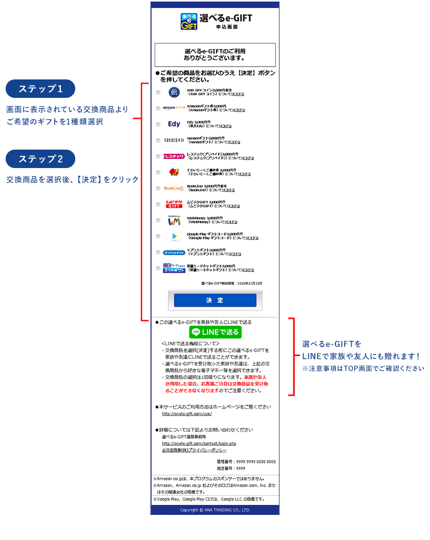 ご希望の電子マネーやデジタルギフトを選択　PC/スマートフォン